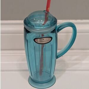 Starbucks Vintage Rocket Tumbler Travel Mug 2001 Barista Aqua Blue Plastic Retro